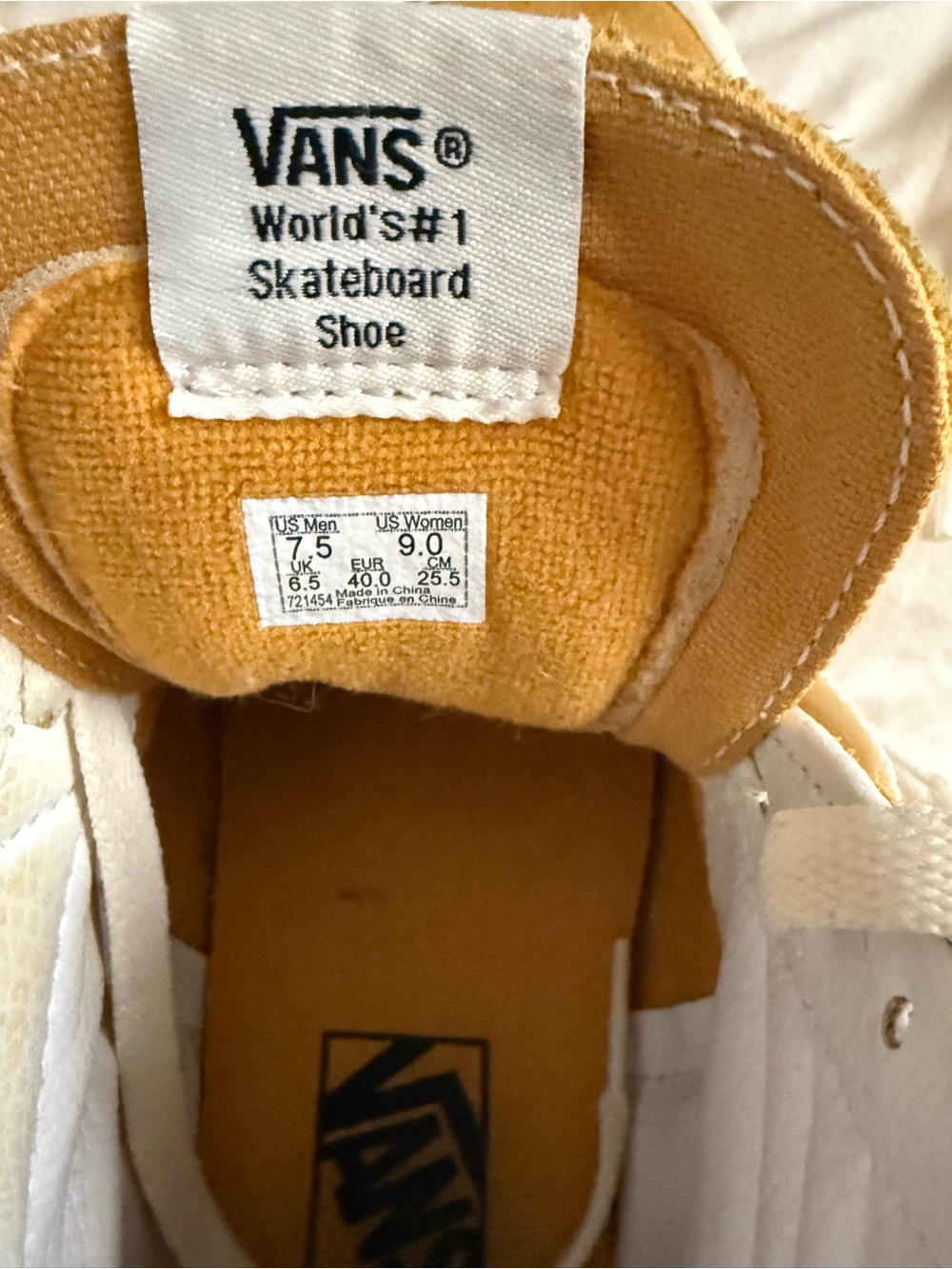 Vans High-Top Suede Sneakers in Mustard Yellow and White - Picture 4 of 6